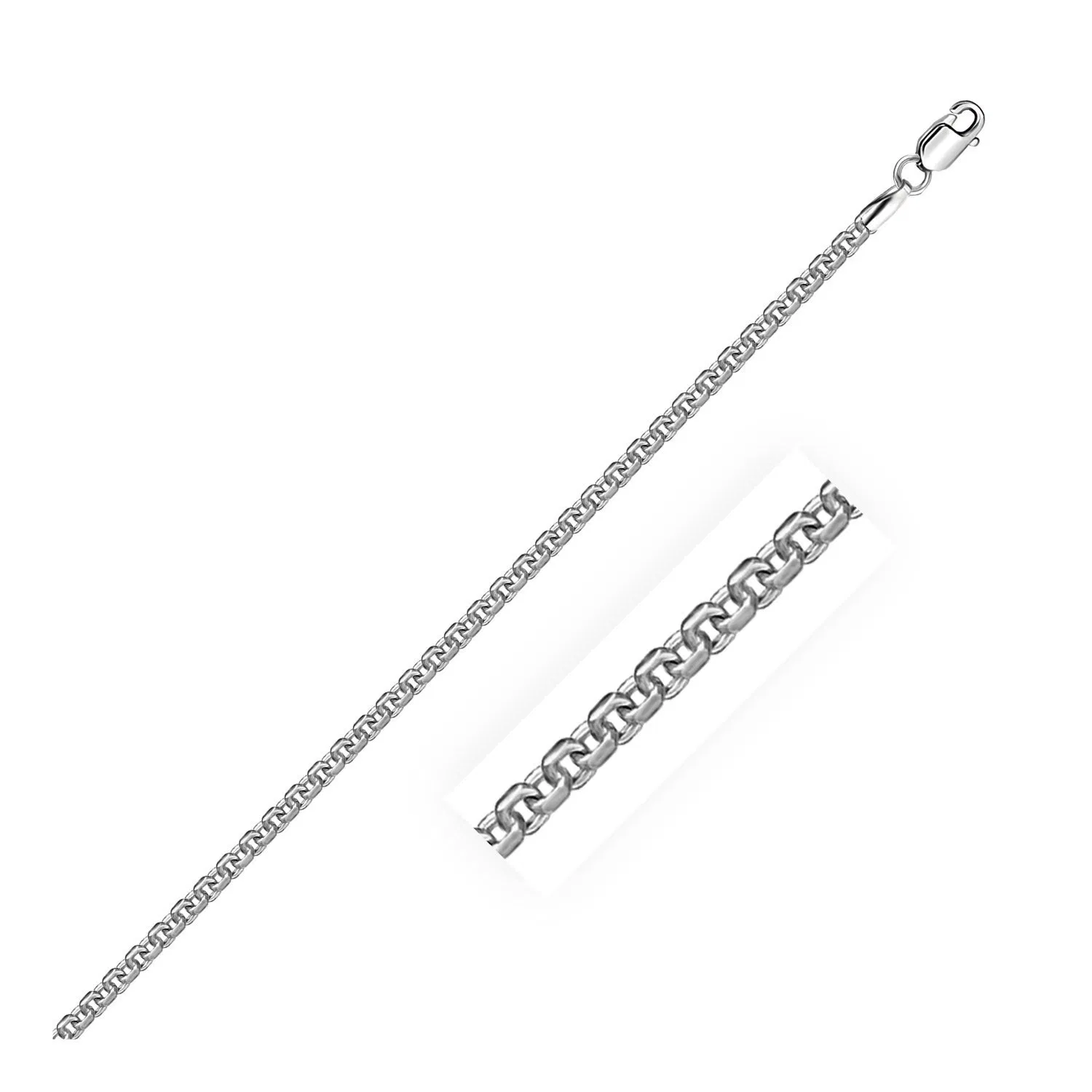 2.2mm Sterling Silber Rhodium Plated Round Box Kette