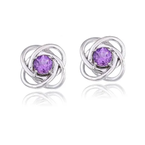 Sterling Silber 3 / 4ct Amethyst Love Knot Stud Ohrringe