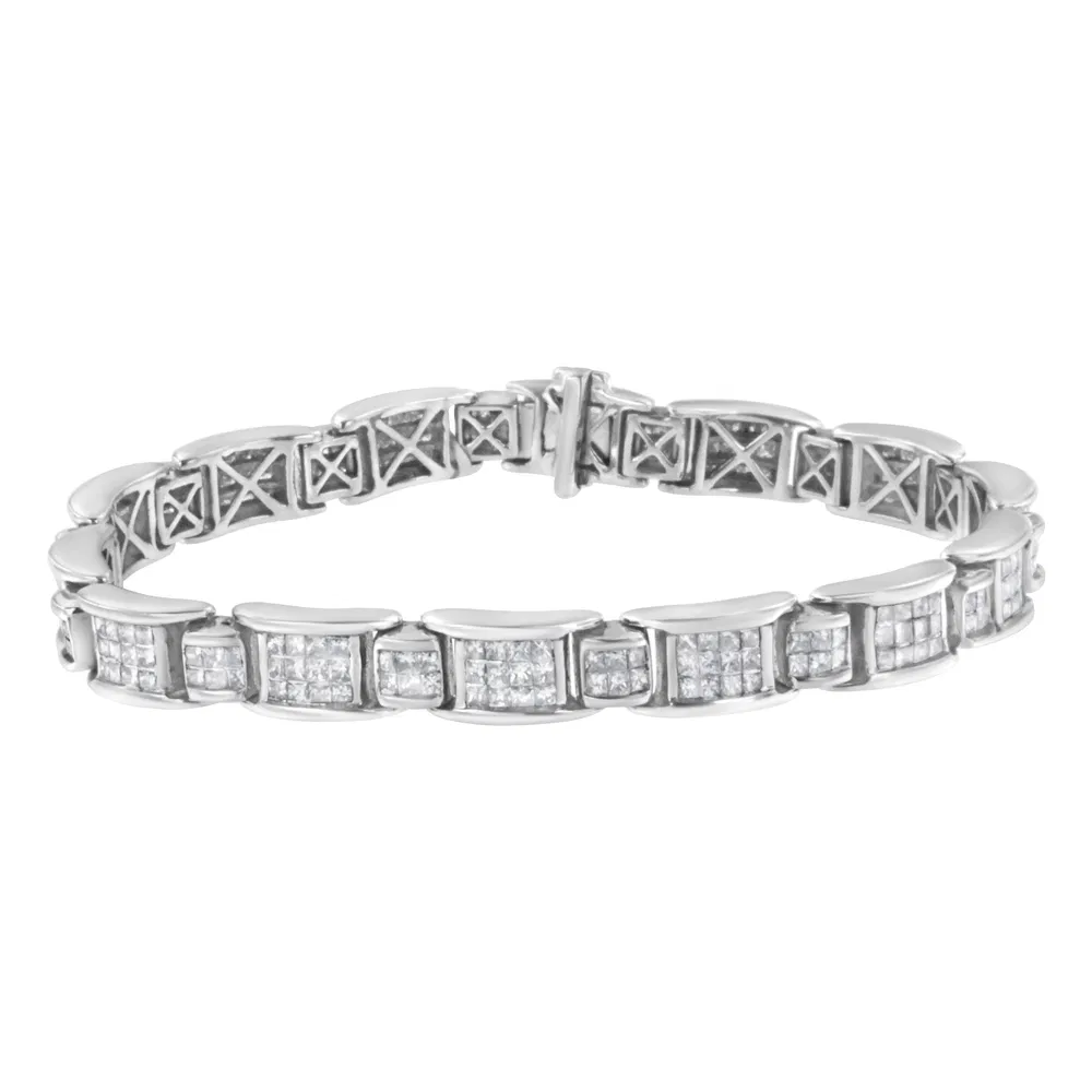 14K Weißgold 5,0 Cttw Princess-Cut Diamant Rechteckige Wechselstation 7