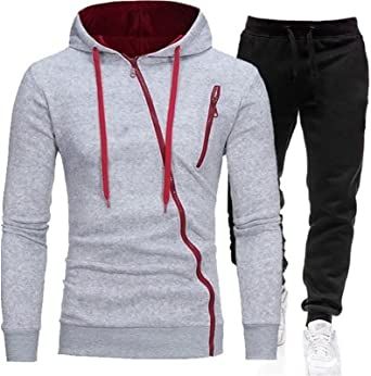 Mens 2 - Stück Tracksuit Zipper Hoodie Hosen Sport Anzug Long Sleeve Stilvoll Casual Athletic Tracksuits
