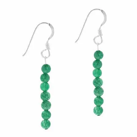 Sterling Silber 4mm Aventurine 6 - Perlen Dangle Ohrringe