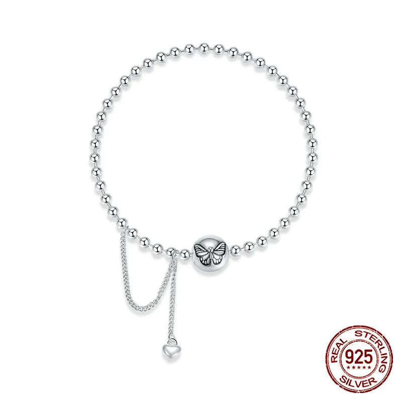 Damen vielseitig Silber Schmetterling Perlen Kette Armband