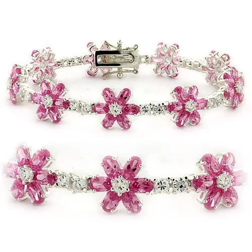 LOAS956 - Hochpoliertes 925 Sterling Silber Armband mit AAA-Klasse CZ in Rose