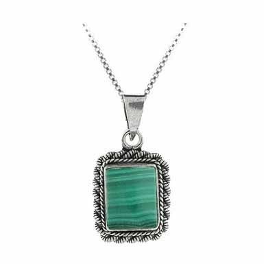 Sterling Silber Malachit Rechteck Vintage Anhänger