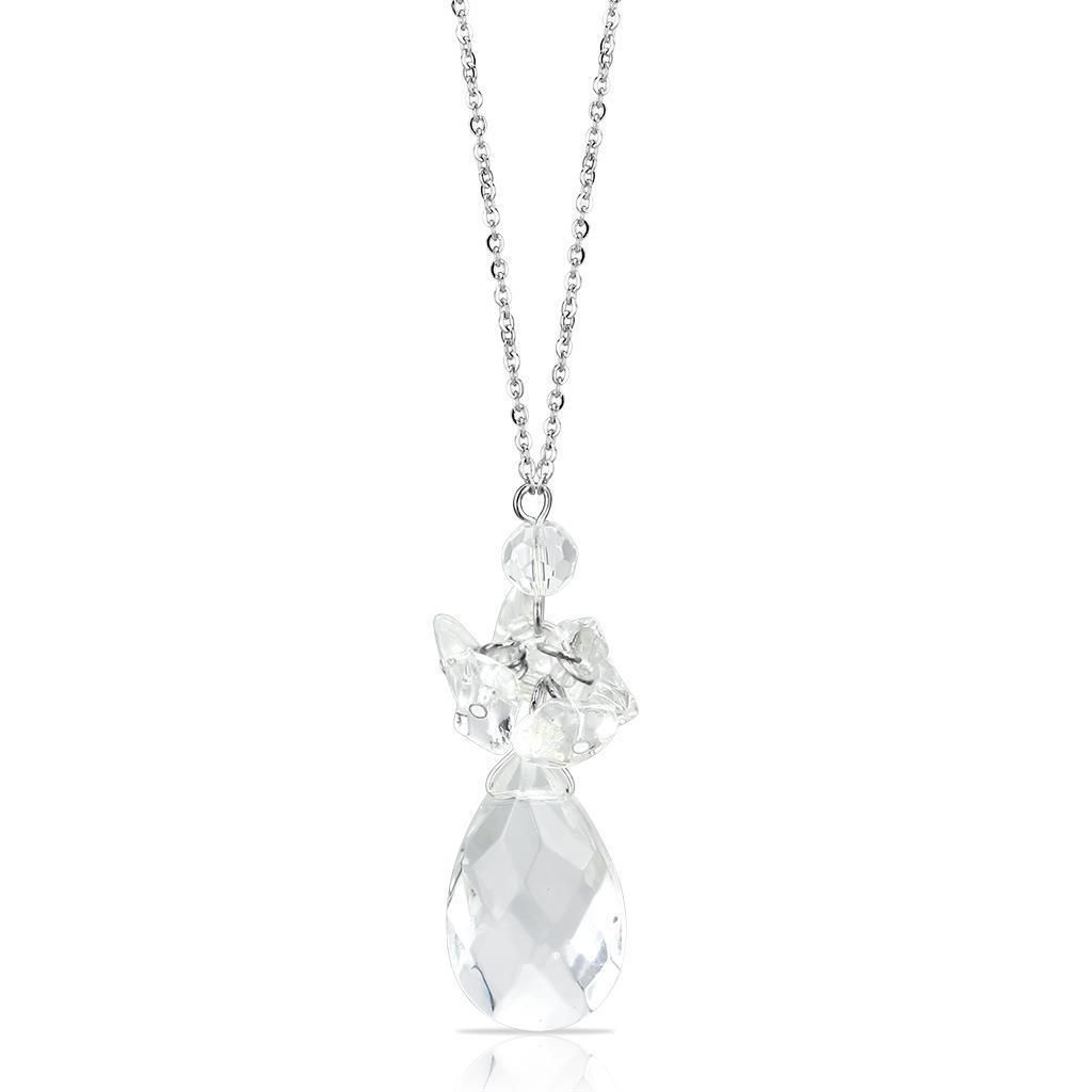 LO4711 - Rhodium-Brass - Kettenhänger mit AAA-Klasse CZ in Clear