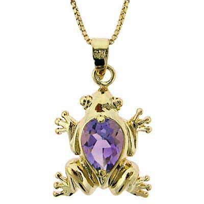 18 Karat Gold über Sterling Silber 1.55 Karat Amethyst Frog Anhänger