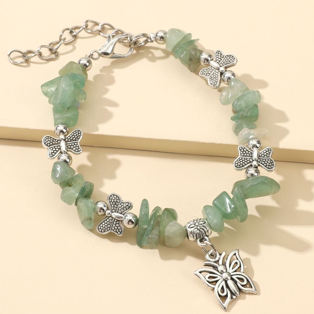 Natürliche Edelstein Perlen Schmetterlings-Hänger - Armband; Geburtsstein-Armband; Freundschaft-Armband St. Patrick 's Day Dekorationen