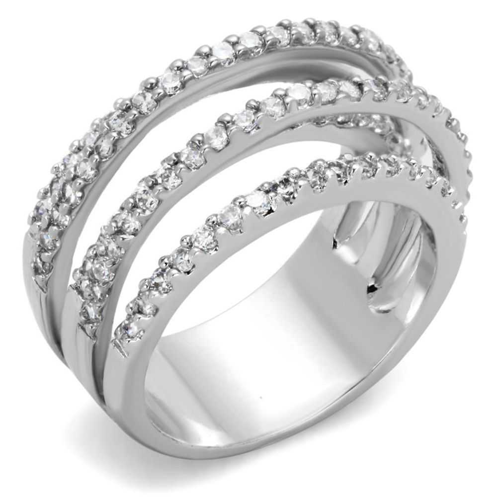 3W871 - Rhodium-Messing - Ring mit AAA-Klasse CZ in Clear