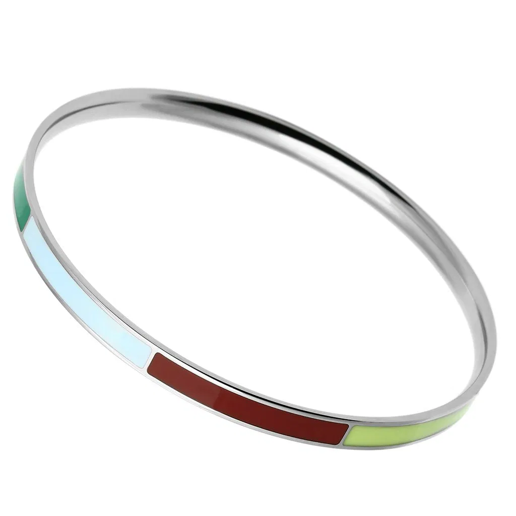 TK783 - Hoch poliertes (ohne Beschichtung) Edelstahl Armband mit Epoxy in mehrfarbigen Farben