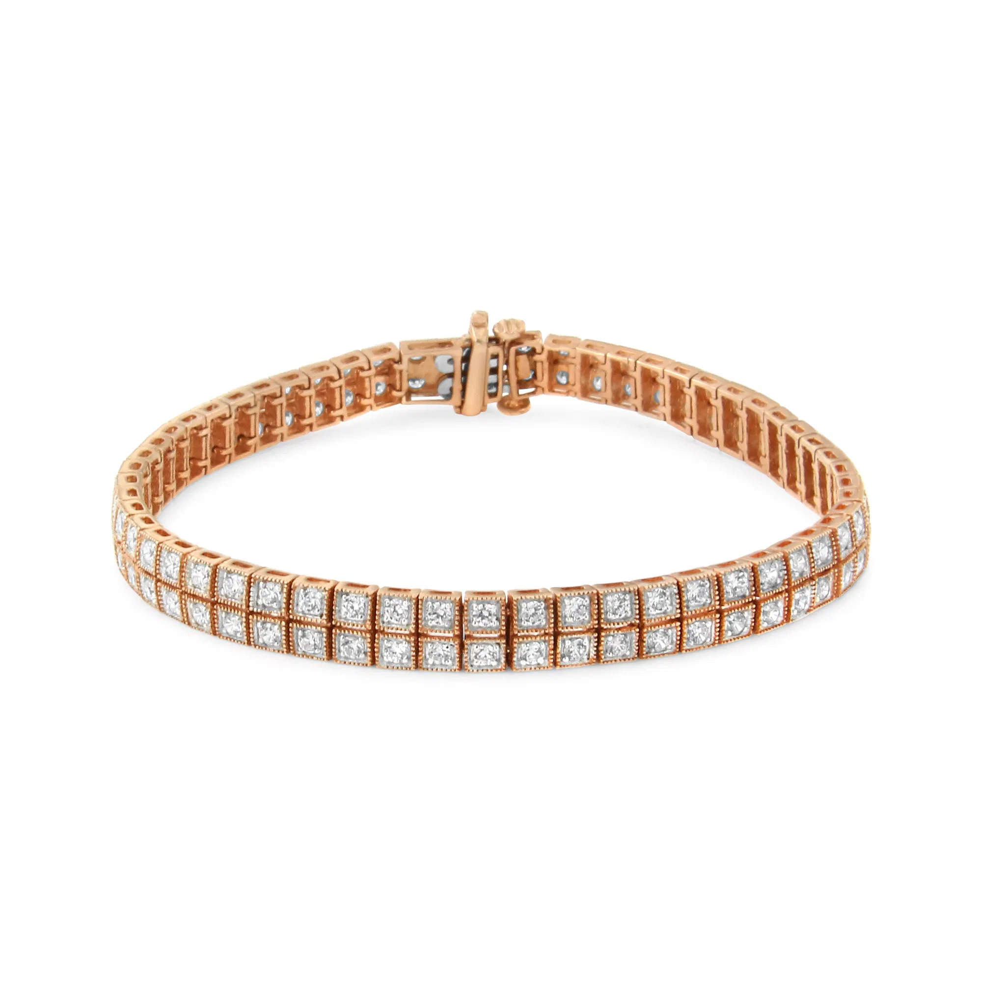 14 Karat Rose Gold 3.0 Cttw Lab Grown Diamond Zwei Reihen Milgrain 7