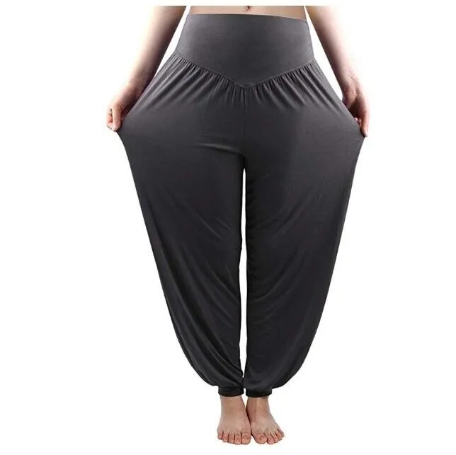 Frauen Soft Modal Yoga Hosen Long Baggy Sport Workout Tanz Hose