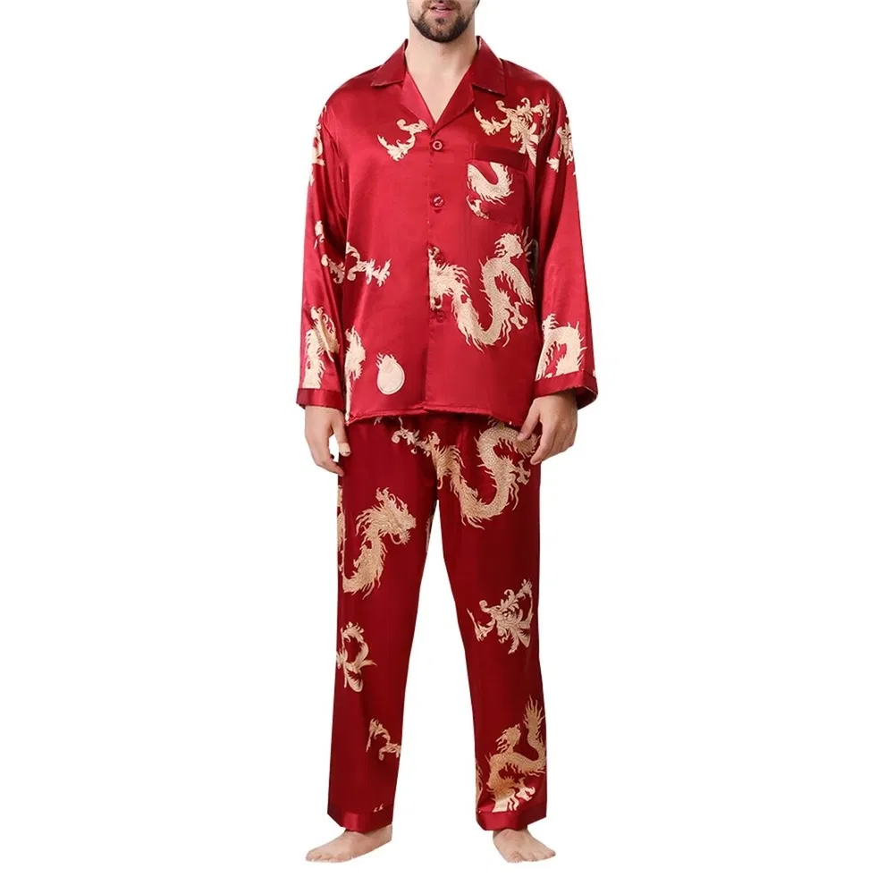 Dragon Print Long Sleeve Pyjamas Set Loungewear