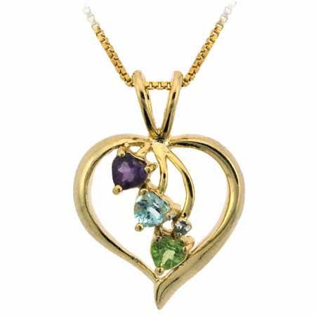 18 Karat Gold über Sterling Silber Multi-Gemstone & Diamond Accent Heart Pendant