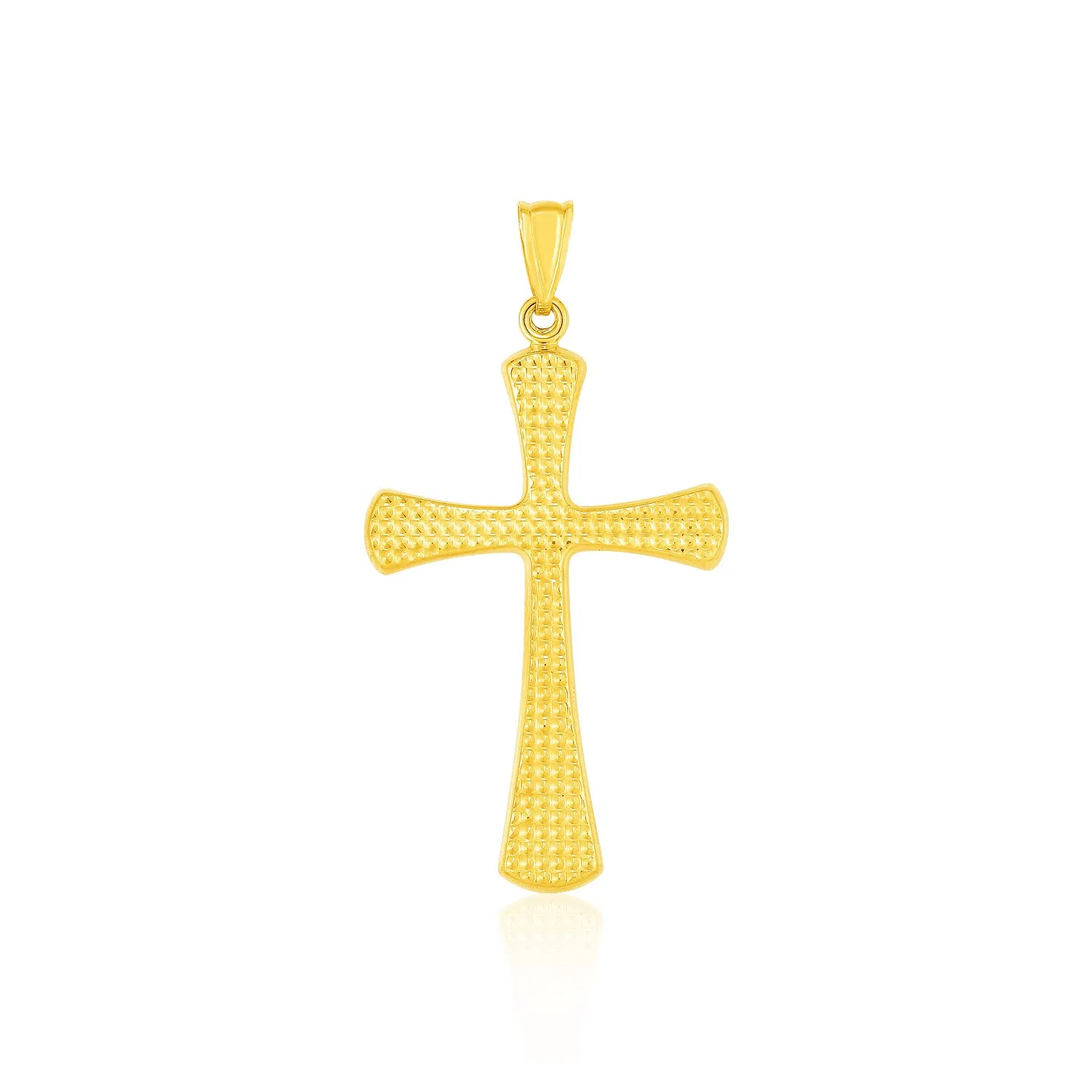 14 Karat Gelbgold Kreuz Anhänger mit Perlen Textur