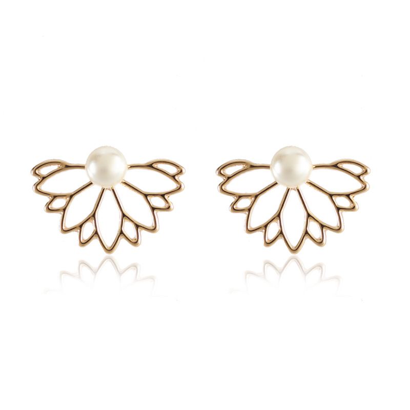 Pearl Lotus Front und Rücken Stud Ohrringe für Frauen