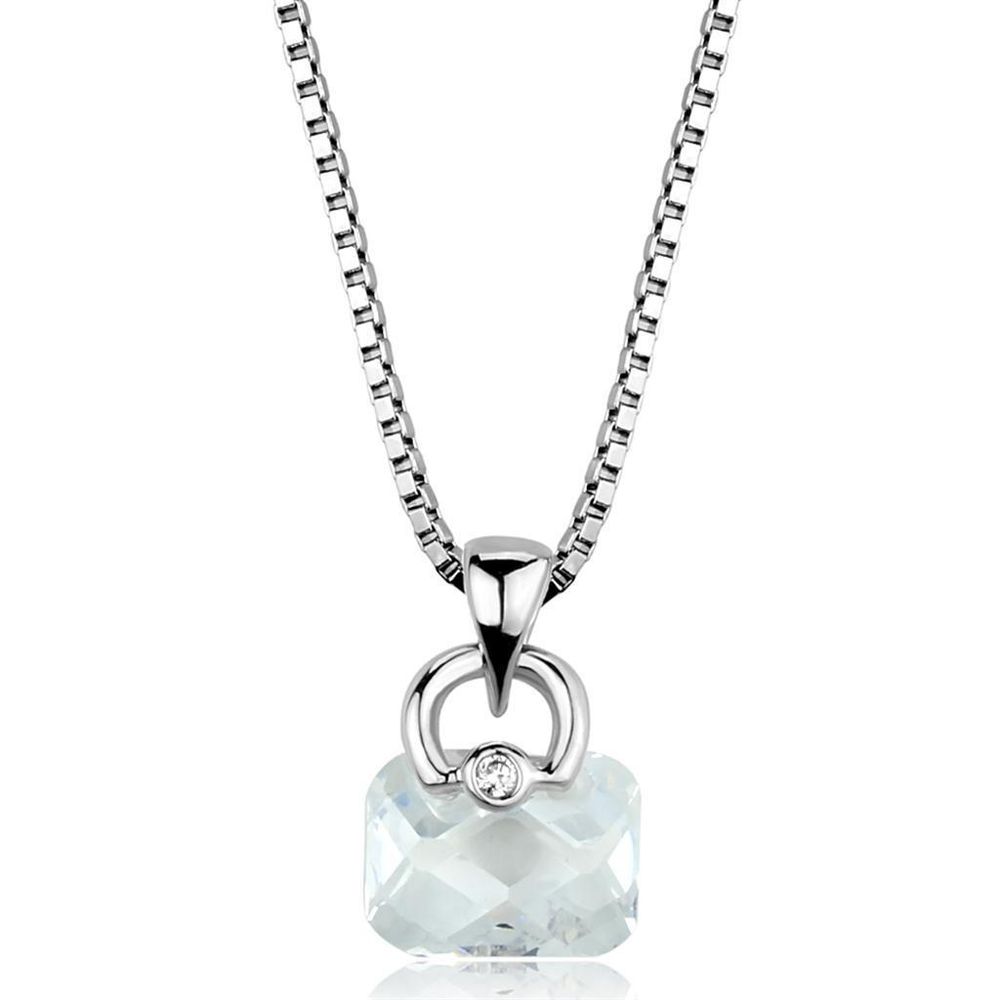 3W844 - Rhodium-Messing - Kette Anhänger mit AAA-Klasse CZ in Clear