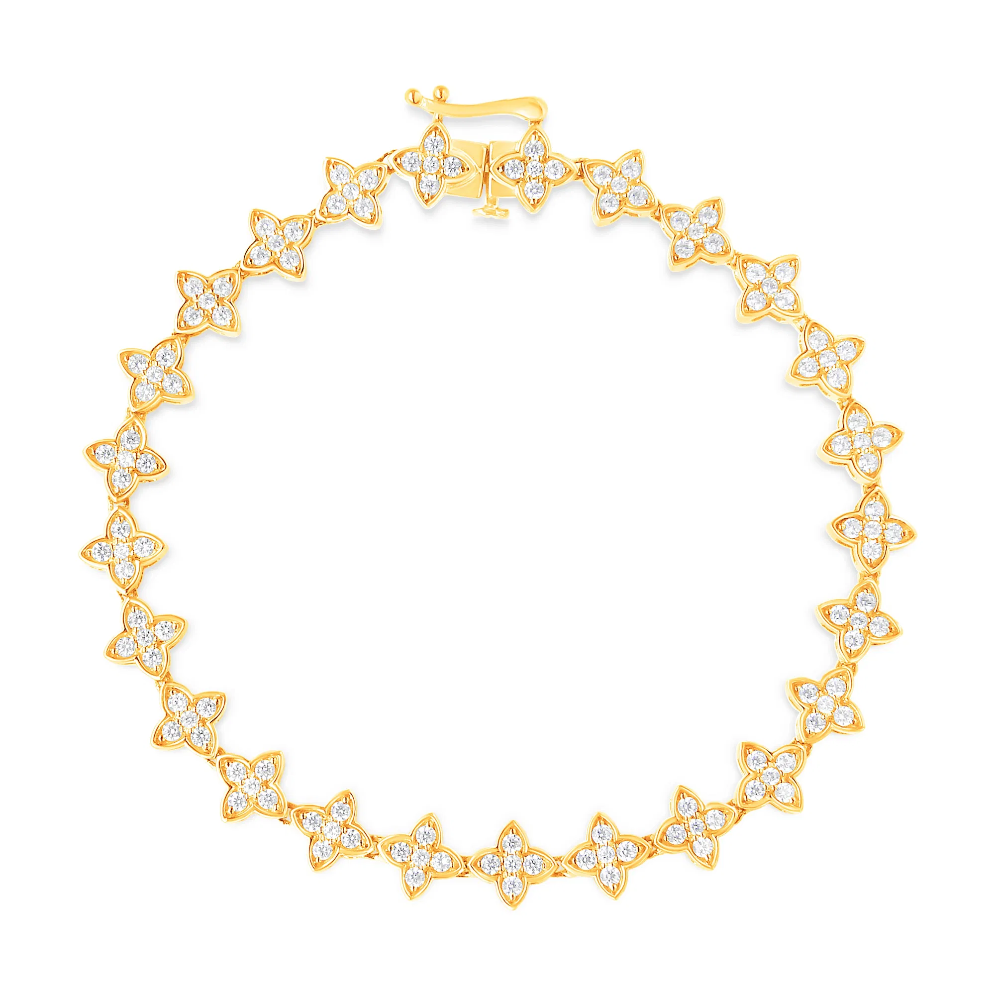 10 Karat Gelbgold 2.0 cttw Round-Cut Diamond 4 Leaf Clover Link Armband (J-K Farbe, I1 - I2 Klarheit) - Größe 7,25