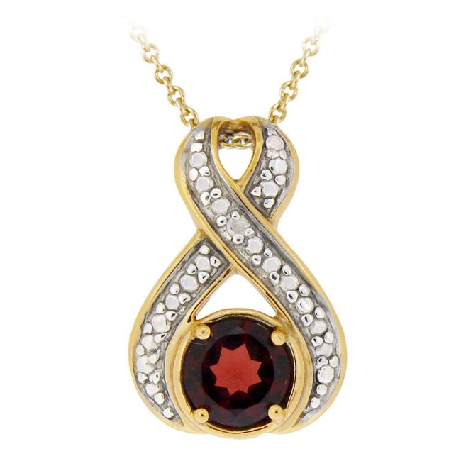 18 Karat Gold über Sterling Silber Garnet & Diamond Accent Twist Pendant