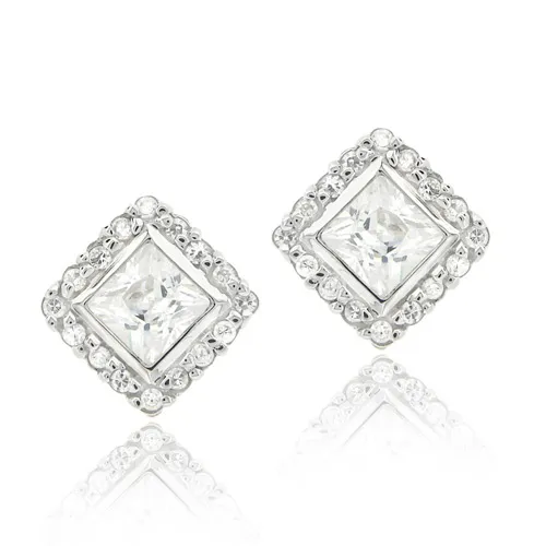 Sterling Silber CZ Princess Cut Stud Ohrringe