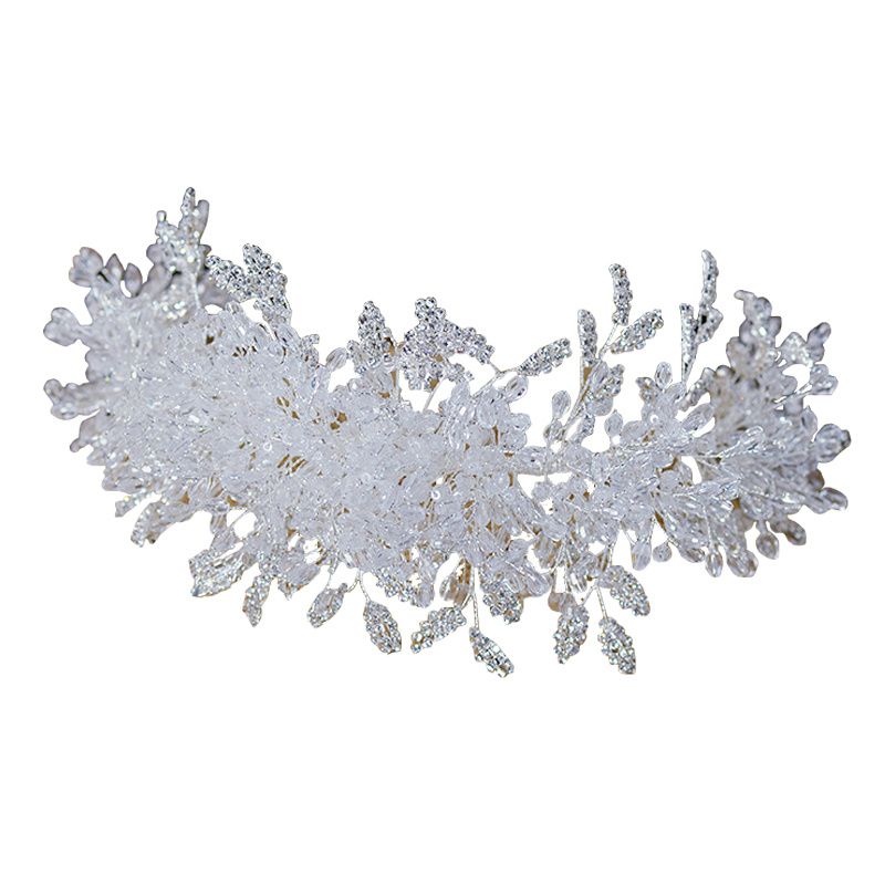Luxus Crown White Crystal Tiara Handmade Headbands Beaded