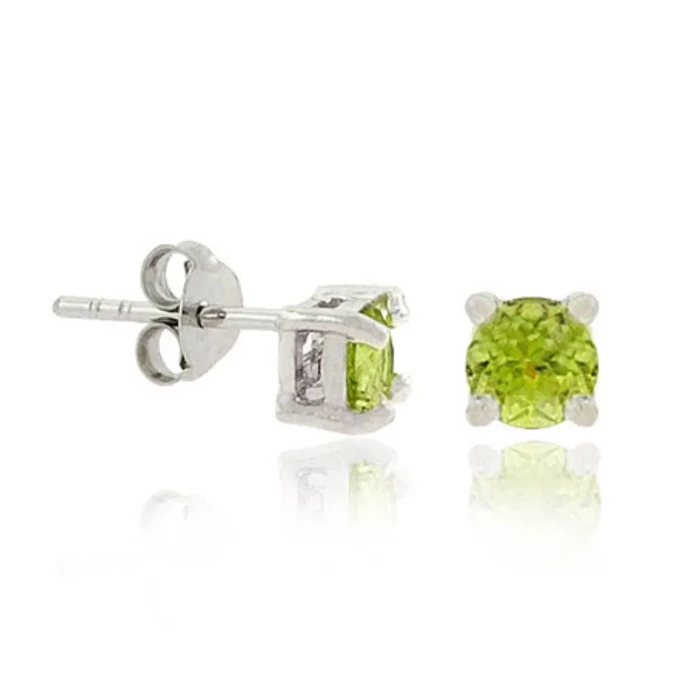 Sterling Silber Echt Peridot 4mm Round Stud Ohrringe