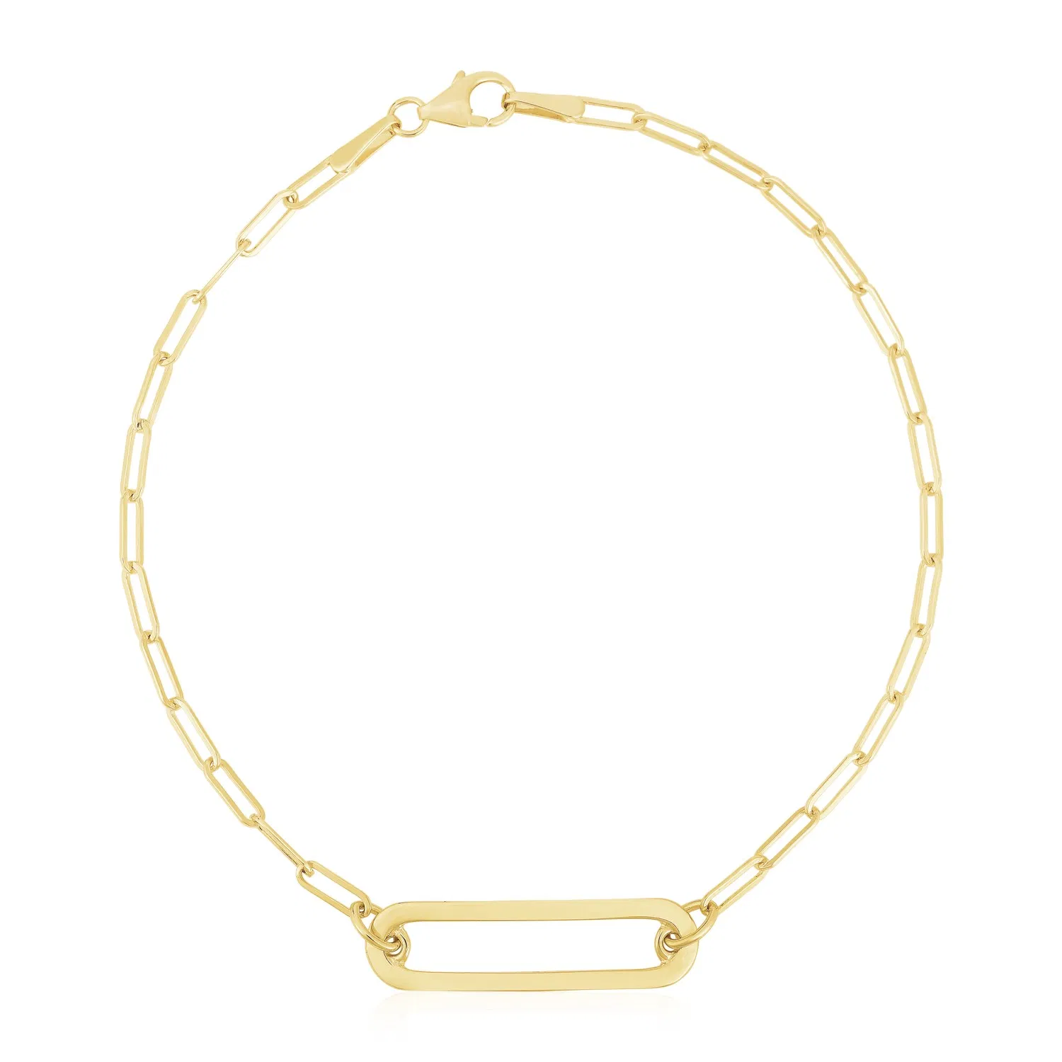14 Karat Gelbgold High Polish Open Straight Paperclip Armband