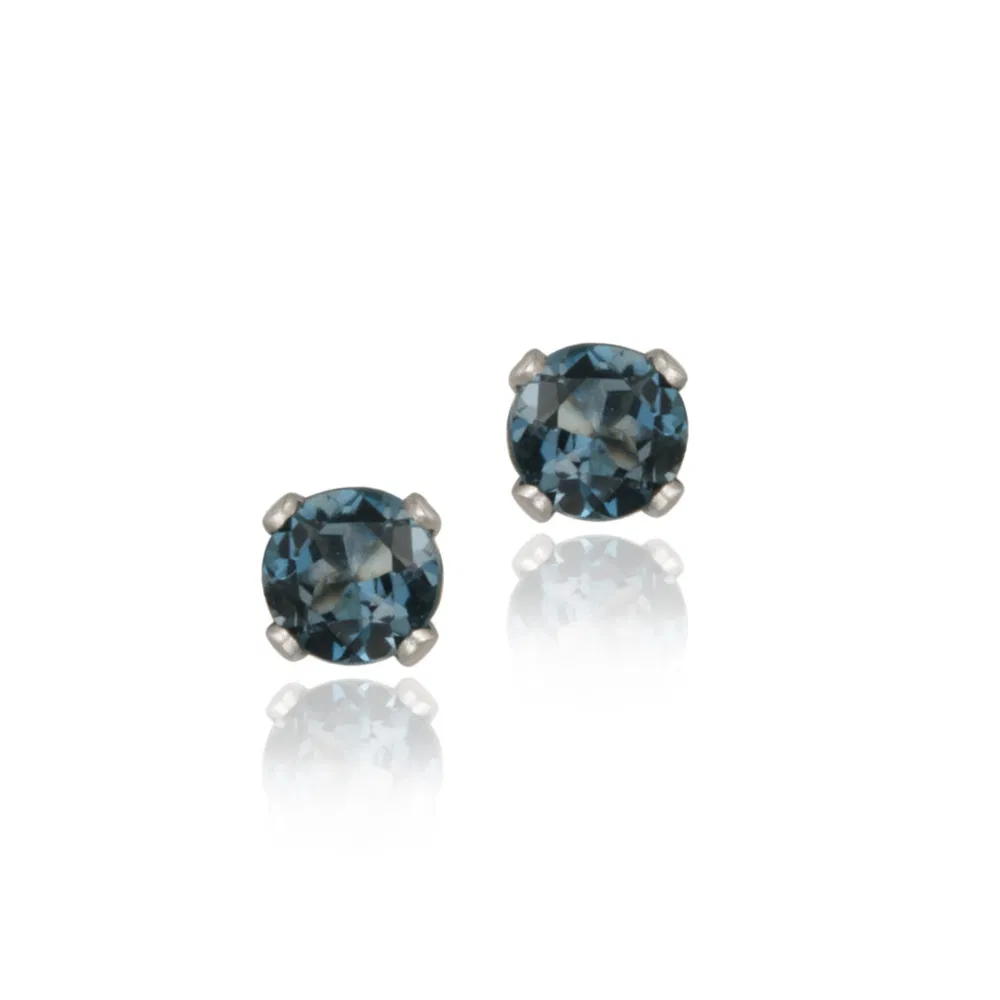 Sterling Silber 3 / 5ct London Blue Topaz Stud Ohrringe, 4mm