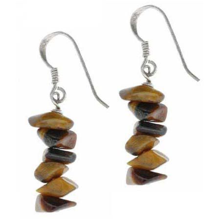 Sterling Silber echte Tiger Eye Chip Ohrringe