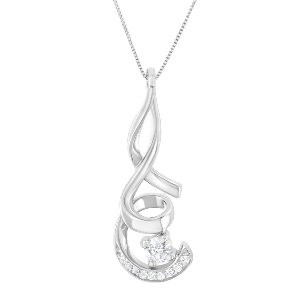 Espira 10K Weißgold 1 / 4 cttw Round Cut Diamond Sparkling Spiral Pendant Kette (H-I, I1 - I2)