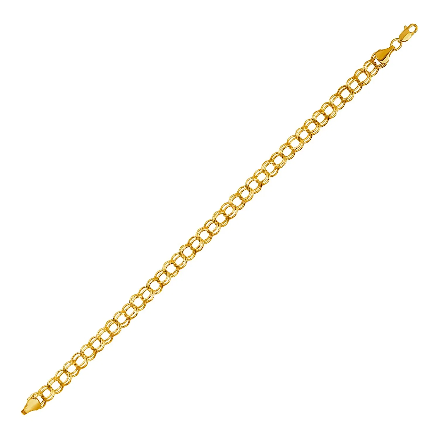 Doppel verriegeltes Link-Armband in 10 Karat gelbem Gold