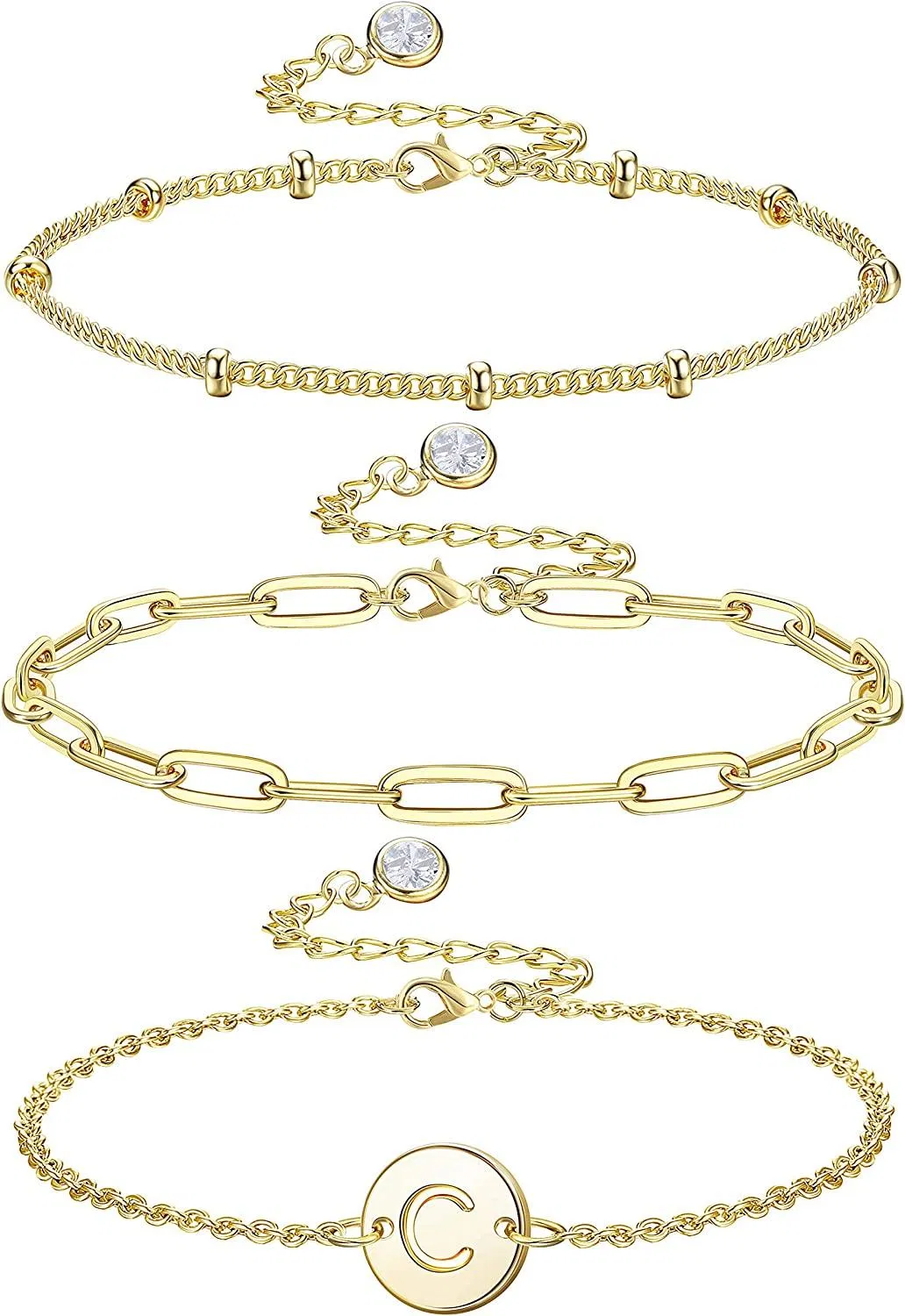 Dainty Initial Armbänder für Frauen; 14K Gold beschichteter Brief Initial Armband Personalisiertes Charm Armband Geschenk für Frauen Mädchen