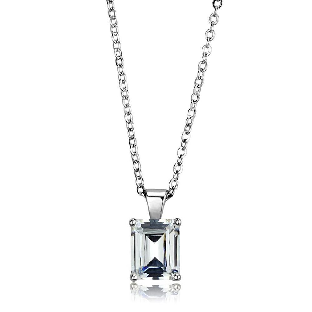 LOS898 - Rhodium 925 Sterling Silber Kette Anhänger mit AAA-Klasse CZ in Clear