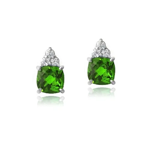 Sterling Silber 2ct geschaffen Smaragd & CZ Kissen Cut Stud Ohrringe