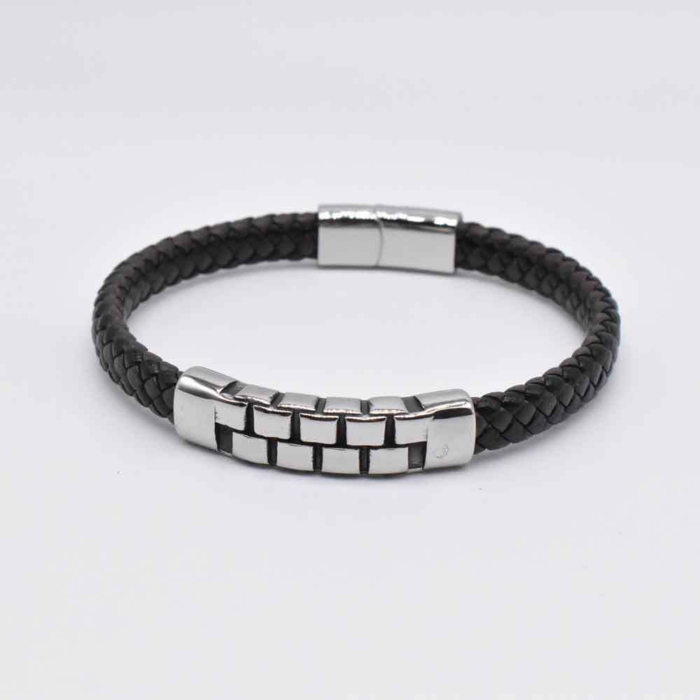 Titanium Stahl Cast Accessoires Leder geflochten Männer Armband
