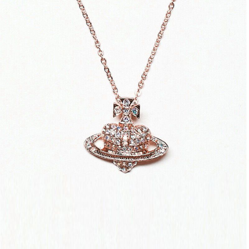 Liebe Saturn Kette Kette Farbenfrohe Kristalle Anhänger Damen Klavicle Kette