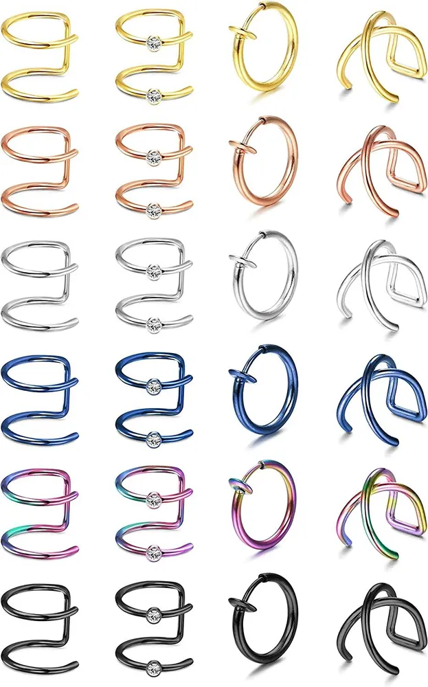 20G Nasenringe Schleife 316L Chirurgische Doppelspirale Nasenring C-Form Nasenschleife Einzel durchbohrte Nasen Piercing für Frauen Männer 8mm Knorpelschleife Ohrringe