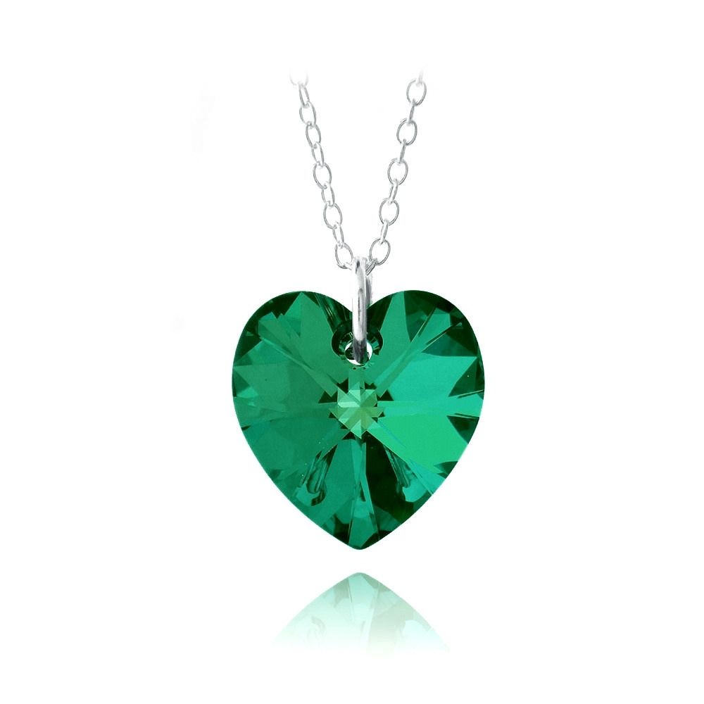 Sterling Silber Smaragd Swarovski Elemente Herz Halskette