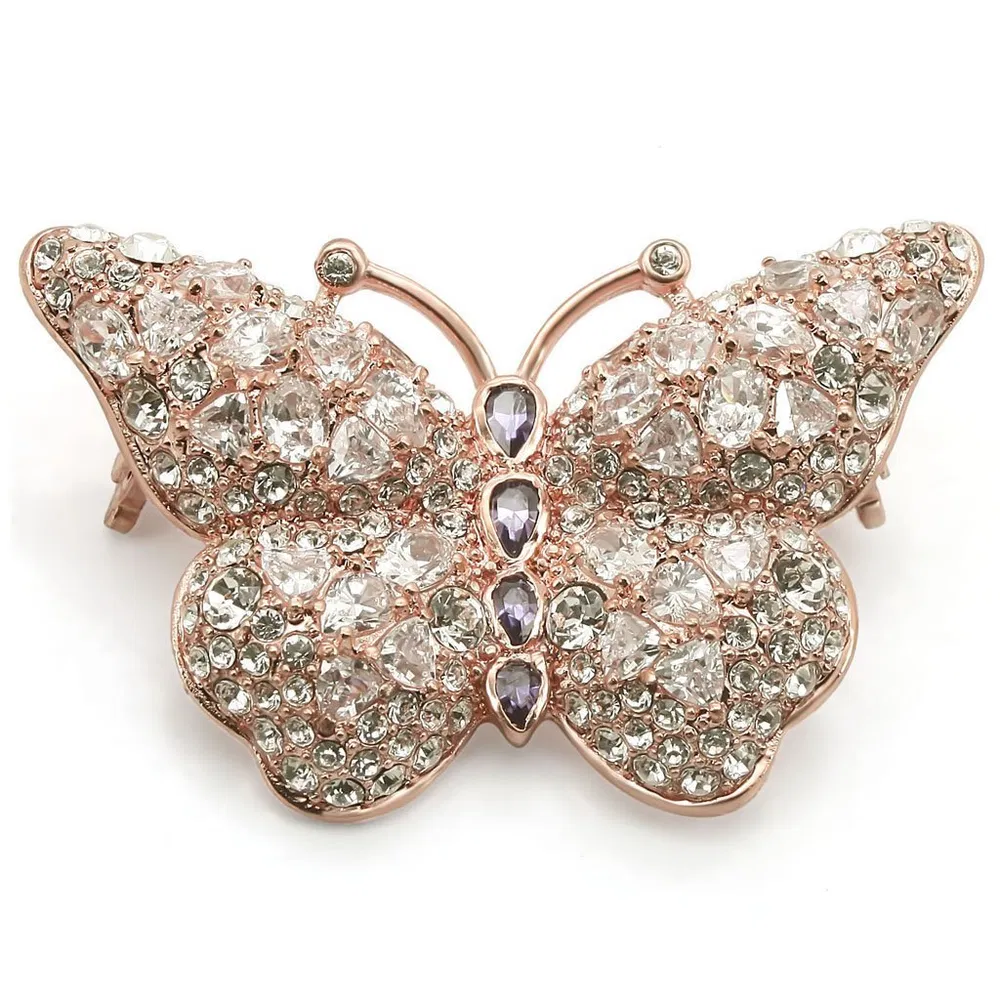 LO1227 - Rose Gold Brass Broches mit AAA-Klasse CZ in Amethyst