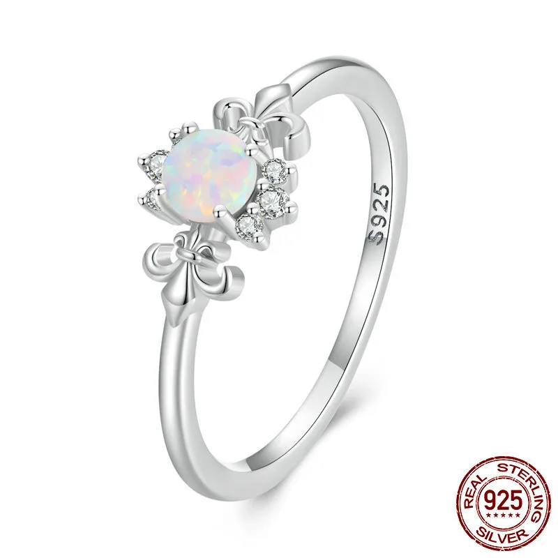 Sterling Silber S925 Oper Ring mit weißem Gold überzogen Zirkon Muster