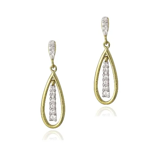 18 Karat Gold über Sterling Silber CZ Marquise Dangle Ohrringe