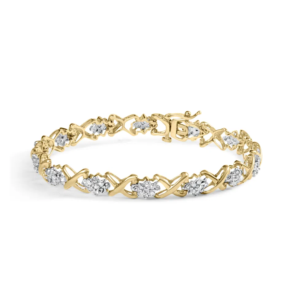 10 Karat Gelbgold 2,00 Cttw Diamant-Cluster und wechselndes