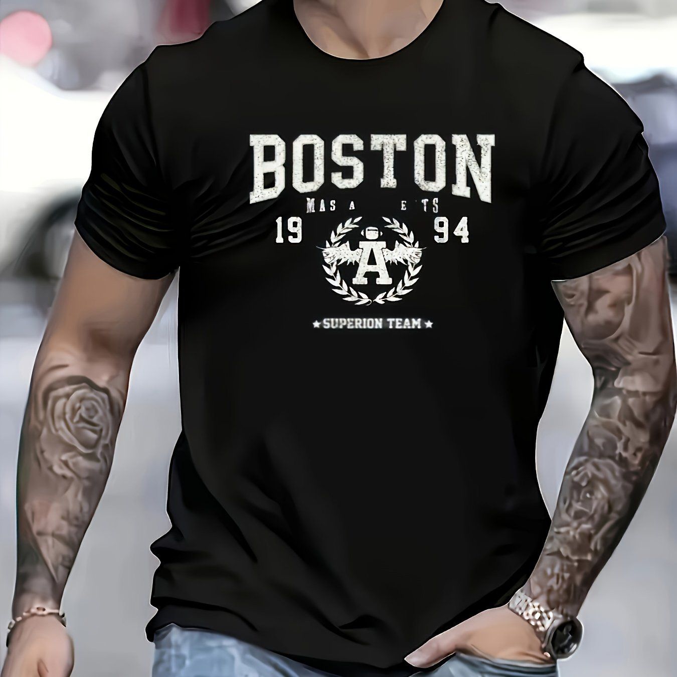Innovatives T-Shirt mit digitalem Druck für Männer - atmungsaktive Polyester-Mischung, runder Hals, maschinell waschbar - perfekte Wahl für Sommeraktivitäten im Freien