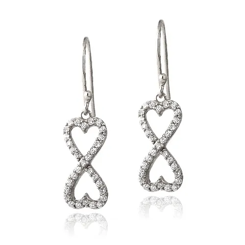 Sterling Silber CZ Infinity Hearts Dangle Ohrringe