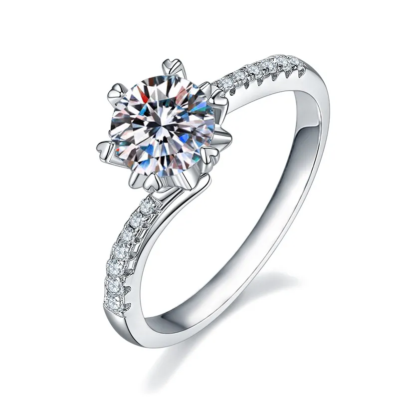 S925 Sterling Silber 1 Karat D Farbe Moissanit Diamant Ring