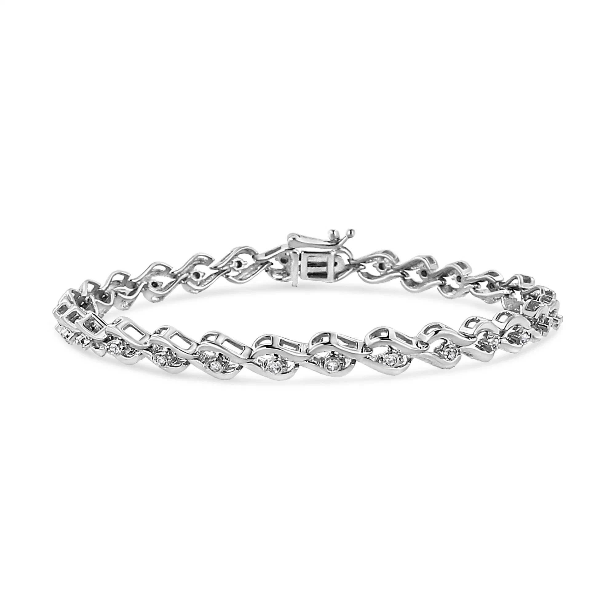 .925 Sterling Silber 1 / 10 Cttw Round-Cut Diamond Link Armband (I-J Farbe, I3 Promo Klarheit) - 7.25
