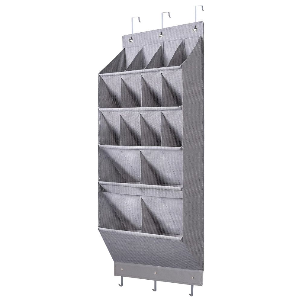 16 Taschen über die Tür Schuh-Organisator 5 Tier Schuhregal für Tür mit 6 Haken hinter der Tür Hängende Lagerregal für Schuhe Spielzeug Handtücher Taschen Schlafzimmer Badezimmer