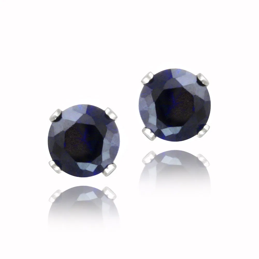 Sterling Silber 1.2ct geschaffen Blau Sapphire Stud Ohrringe, 5mm