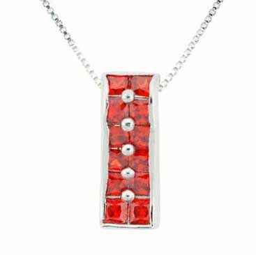 Sterling Silber Orange cz Rechteck Anhänger