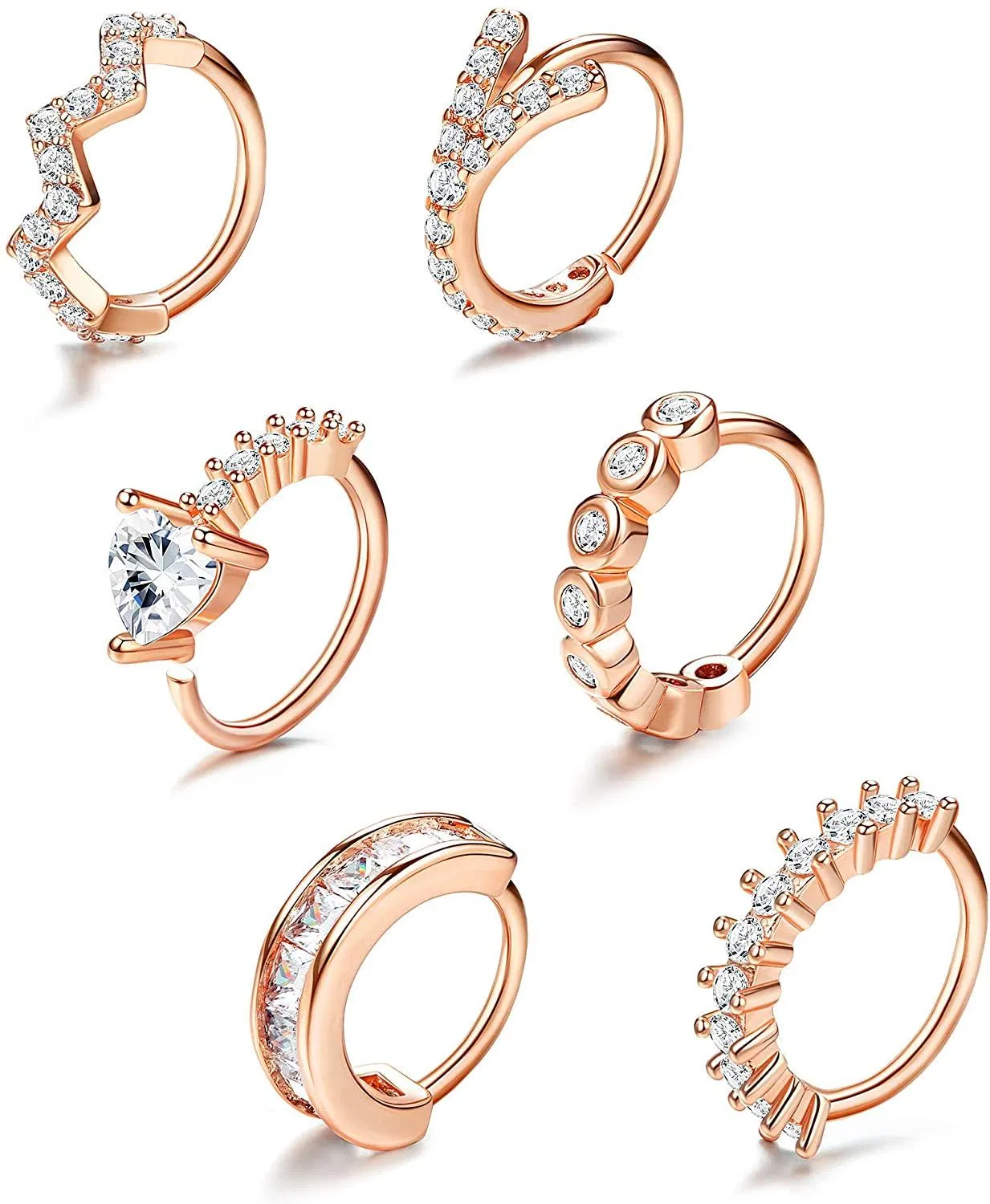 6pcs 20G Nasenring Schleife B bendbare Nasenring Knorpel Helix Tragus Ohrring Körper Piercing Schmuck für Frauen Männer