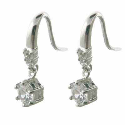 Sterling Silber Runde Simuliert Hanging Diamant CZ Ohrringe